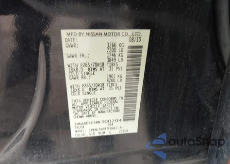 2011 Nissan Titan Sv from USA, damaged, VIN 1N6AA0EC3BN300204